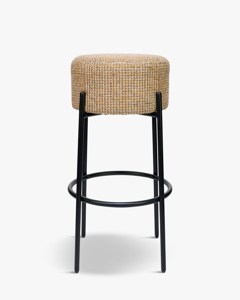 Tabouret moderne en bouclette et métal avec assise moelleuse et 3 coloris pour bar et cuisine