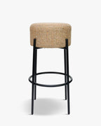 Tabouret moderne en bouclette et métal avec assise moelleuse et 3 coloris pour bar et cuisine