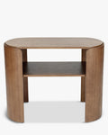 Console en bois minimaliste avec plateau large et pieds incurvés pour salon et chambre