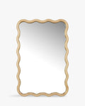 Miroir en pin massif naturel, forme organique et style polyvalent pour chambre, salon et entrée