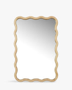 Miroir en pin massif naturel, forme organique et style polyvalent pour chambre, salon et entrée