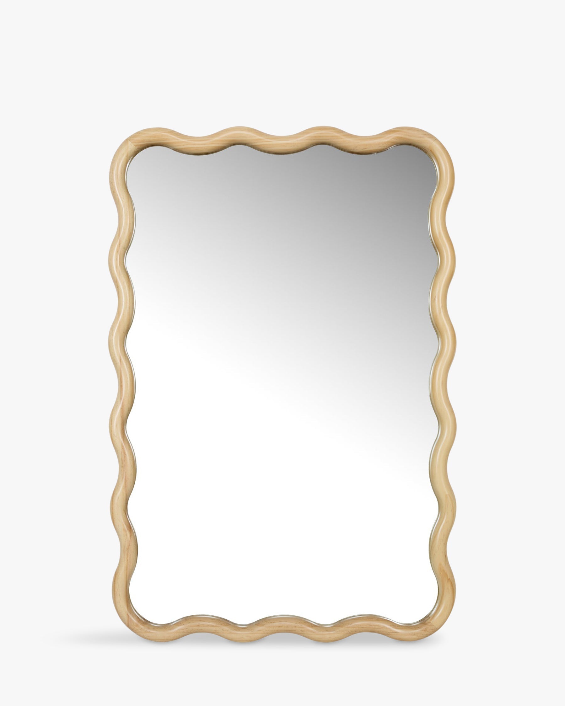 Miroir en pin massif naturel, forme organique et style polyvalent pour chambre, salon et entrée