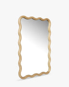 Miroir en pin massif naturel, forme organique et style polyvalent pour chambre, salon et entrée