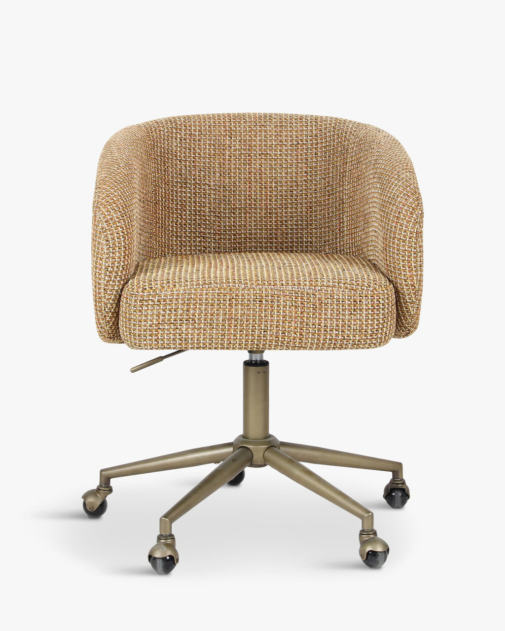 Chaise de bureau élégante en tweed avec dossier incurvé et confort optimal pour le bureau à domicile