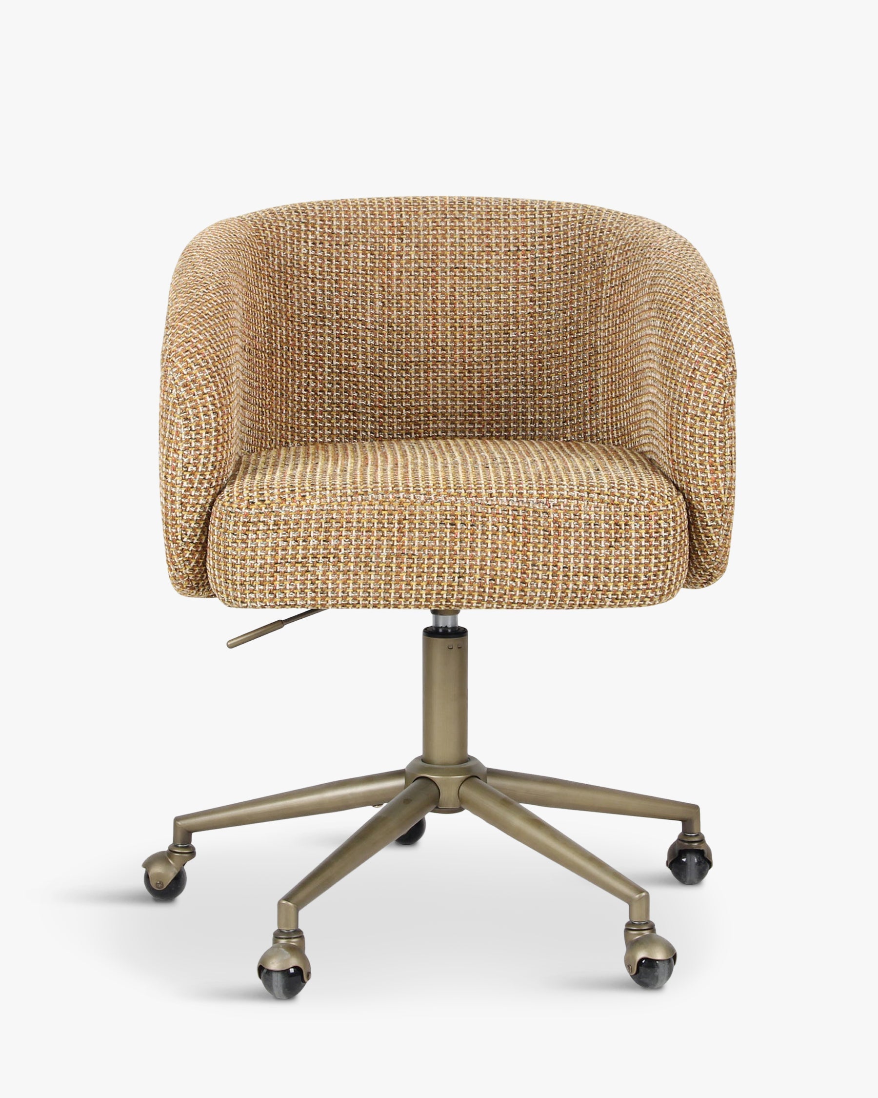 Chaise de bureau élégante en tweed avec dossier incurvé et confort optimal pour le bureau à domicile