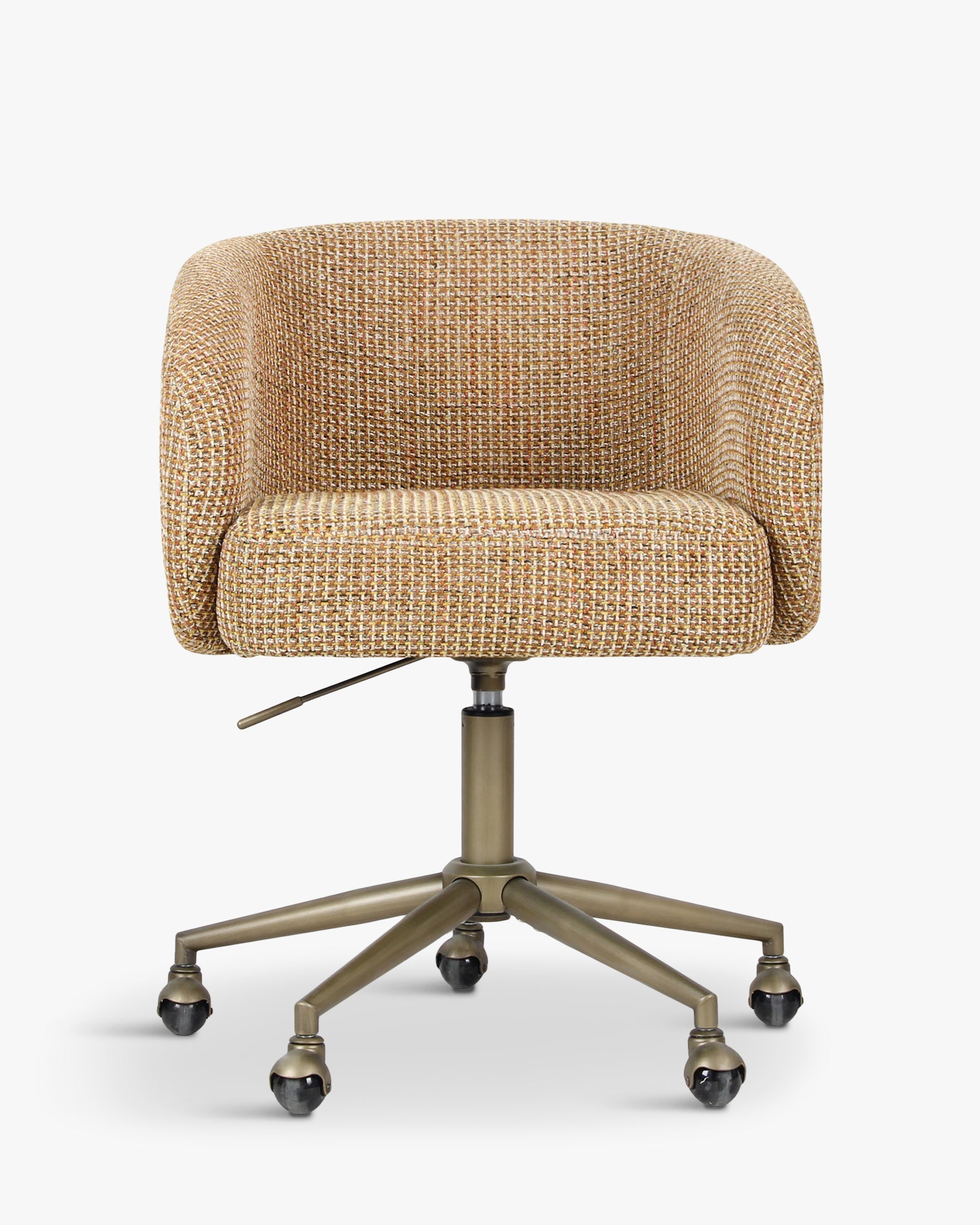 Chaise de bureau élégante en tweed avec dossier incurvé et confort optimal pour le bureau à domicile
