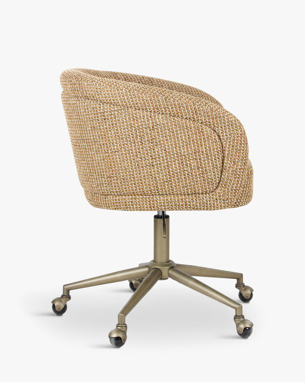 Chaise de bureau élégante en tweed avec dossier incurvé et confort optimal pour le bureau à domicile