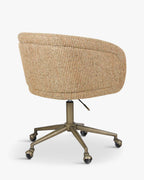 Chaise de bureau élégante en tweed avec dossier incurvé et confort optimal pour le bureau à domicile
