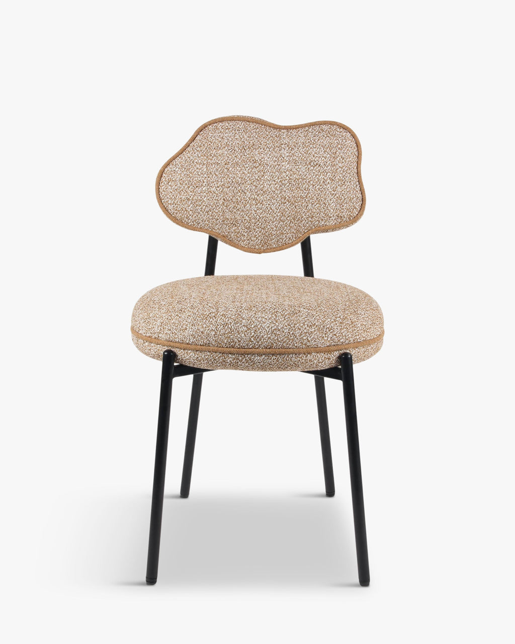 Chaise sculpturale en tissu avec dossier éclaboussé de peinture organique et format compact pour salon et salle à manger