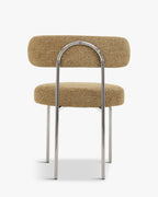 Chaise en tissu rétro années 70 avec dossier graphique incurvé pour salon et salle à manger
