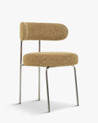 Chaise en tissu rétro années 70 avec dossier graphique incurvé pour salon et salle à manger