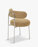 Chaise en tissu rétro années 70 avec dossier graphique incurvé pour salon et salle à manger