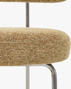 Chaise en tissu rétro années 70 avec dossier graphique incurvé pour salon et salle à manger