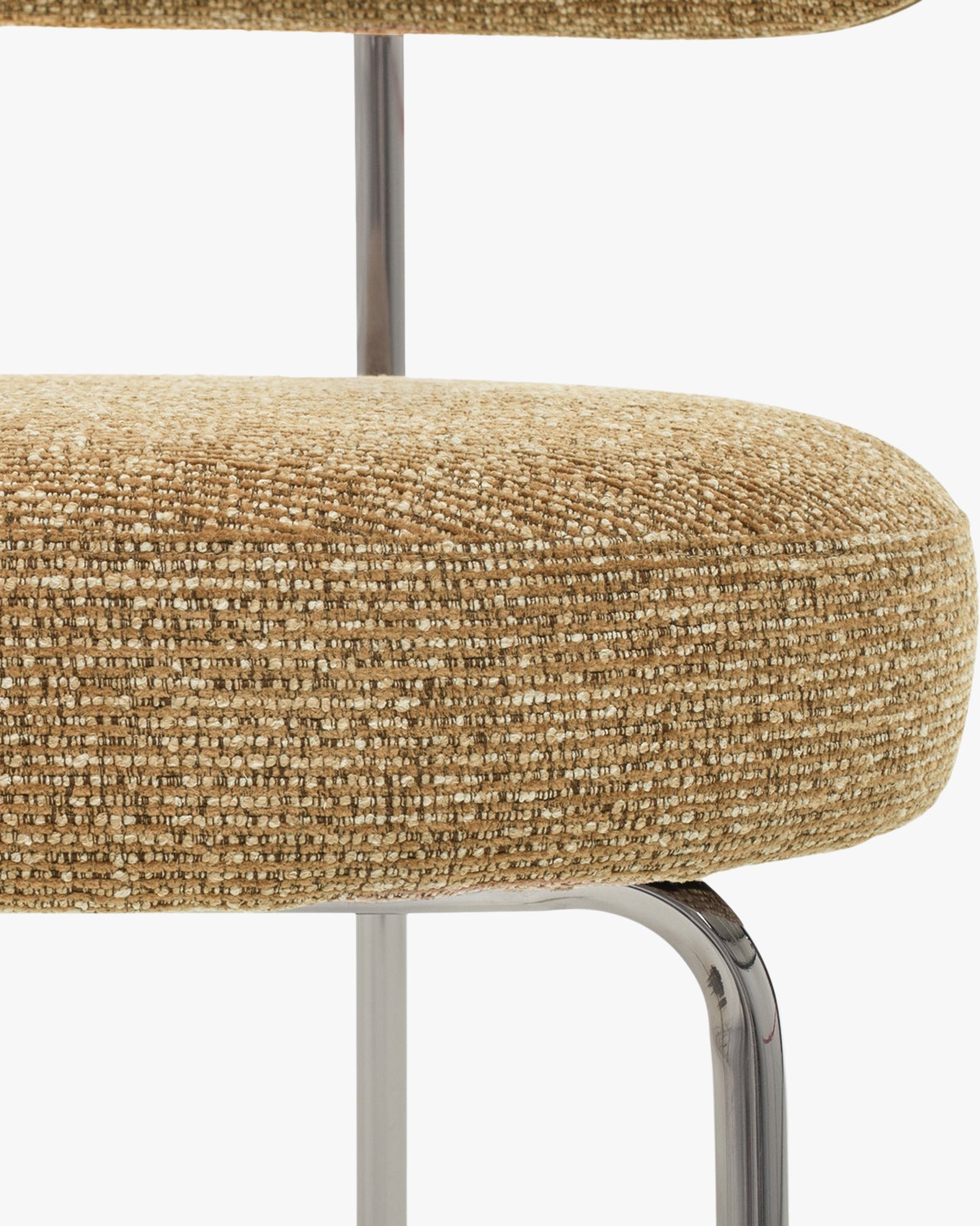 Chaise en tissu rétro années 70 avec dossier graphique incurvé pour salon et salle à manger