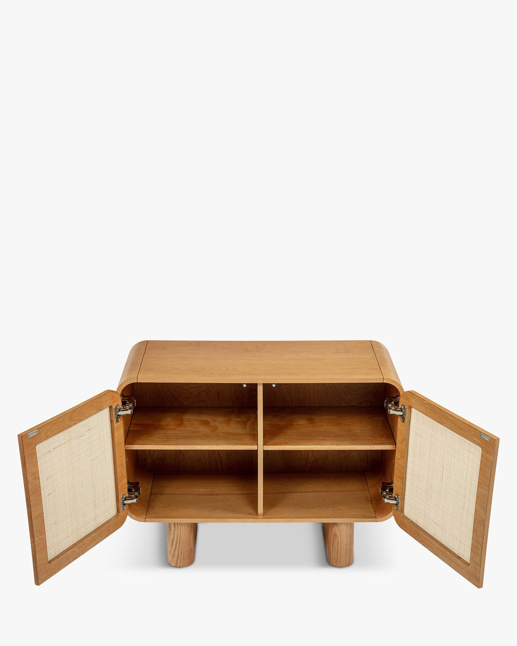 Buffet scandinave/bohème en bois, format compact et polyvalent, idéal salon et chambre