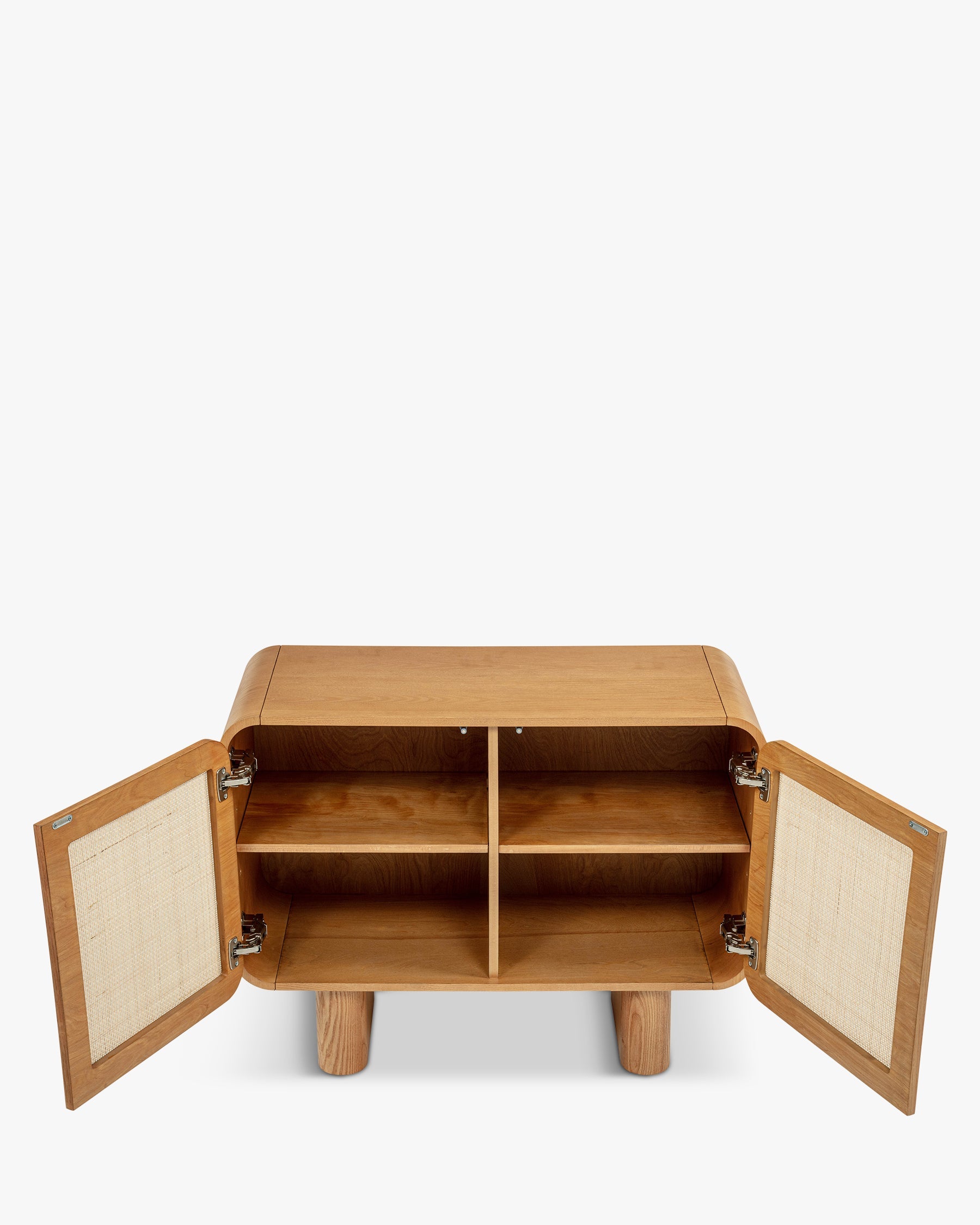 Buffet scandinave/bohème en bois, format compact et polyvalent, idéal salon et chambre
