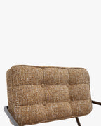 Fauteuil Rétro Années 70 en Tissu et Bronze avec Boutons Graphiques et Accoudoirs Épurés Salon et Salle à Manger