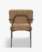 Fauteuil Rétro Années 70 en Tissu et Bronze avec Boutons Graphiques et Accoudoirs Épurés Salon et Salle à Manger