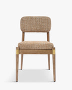 Chaise en tweed artisanal et frêne massif avec détails en laiton et utilisation polyvalente salon, bureau et professionnel