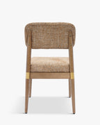 Chaise en tweed artisanal et frêne massif avec détails en laiton et utilisation polyvalente salon, bureau et professionnel