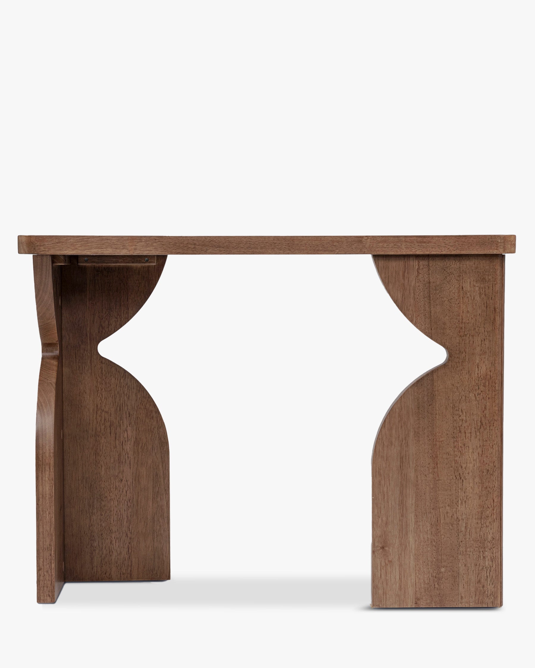 Console en Bois d'Hévéa Teinté Noyer Massif Chaleureux avec Robustesse et Élégance Intemporelle pour Salon et Entrée