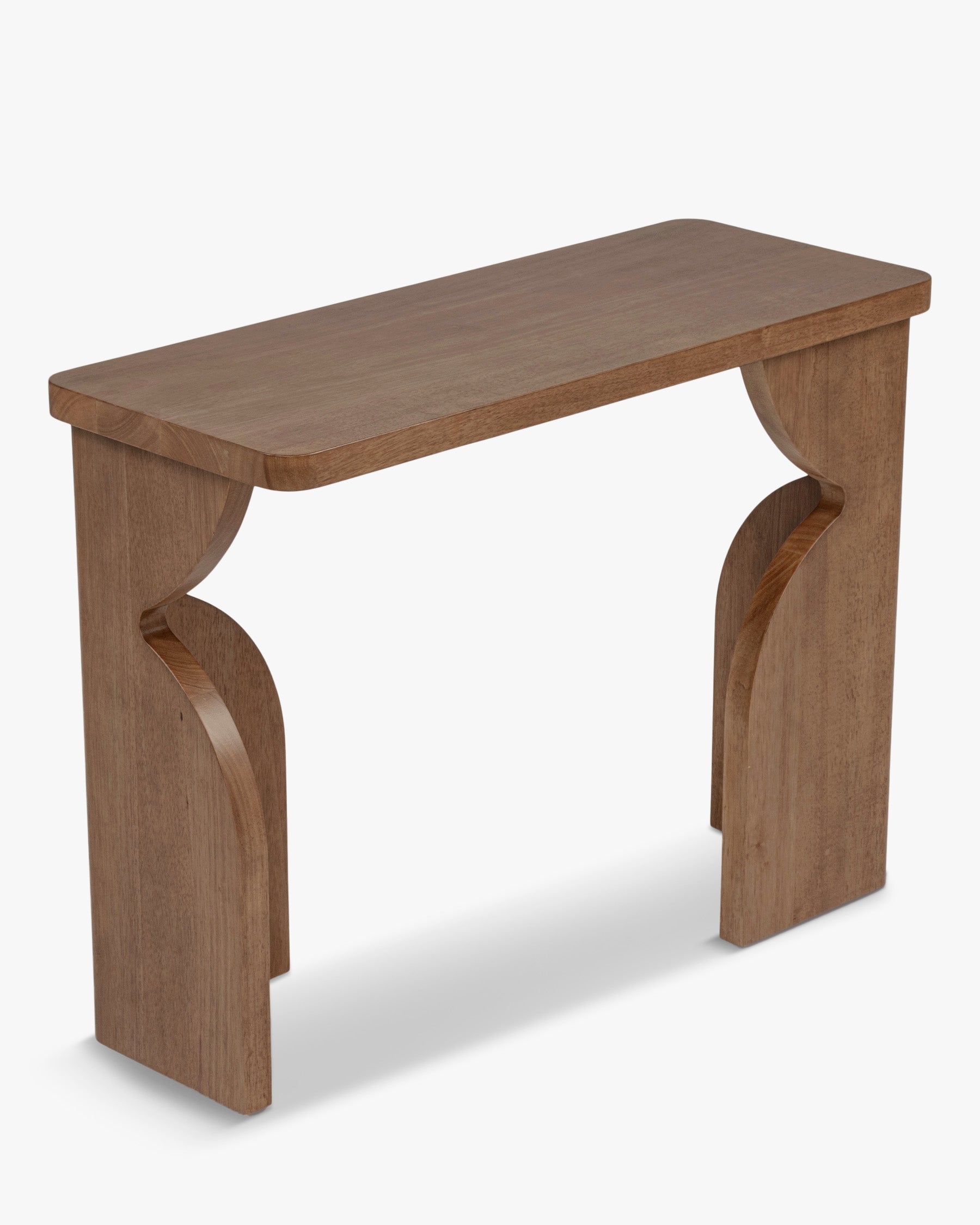 Console en Bois d'Hévéa Teinté Noyer Massif Chaleureux avec Robustesse et Élégance Intemporelle pour Salon et Entrée