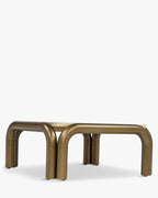 Table Basse Minimaliste Bois/Métal au Design Élégant et à la Silhouette Raffinée pour Salon