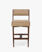 Tabouret de bar moderniste des années 70 en frêne massif avec ressorts ensachés et finition noyer pour bar et cuisine