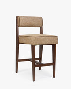 Tabouret de bar moderniste des années 70 en frêne massif avec ressorts ensachés et finition noyer pour bar et cuisine