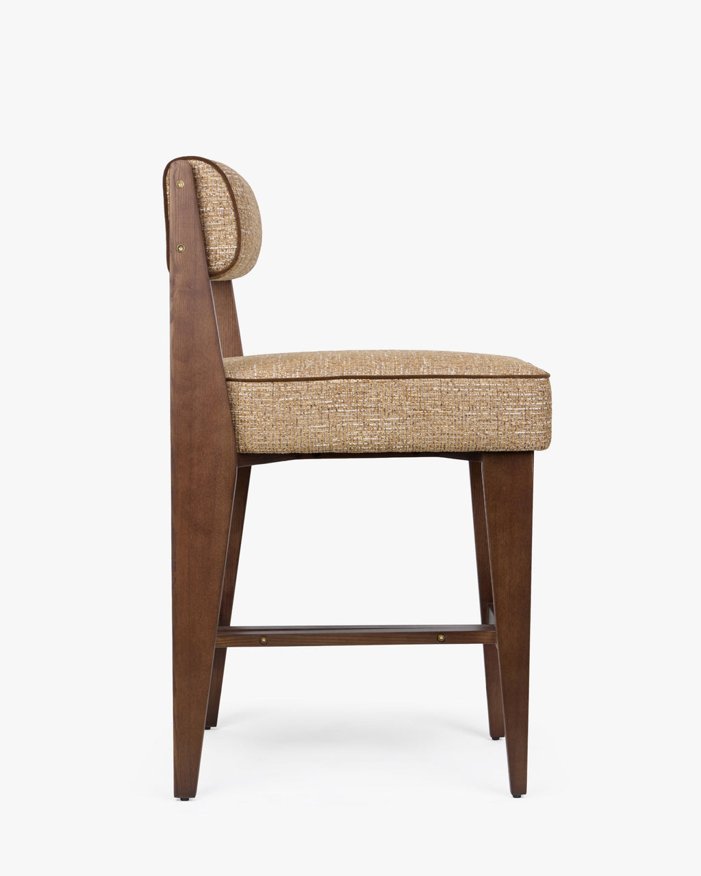 Tabouret de bar moderniste des années 70 en frêne massif avec ressorts ensachés et finition noyer pour bar et cuisine