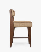 Tabouret de bar moderniste des années 70 en frêne massif avec ressorts ensachés et finition noyer pour bar et cuisine
