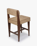 Tabouret de bar moderniste des années 70 en frêne massif avec ressorts ensachés et finition noyer pour bar et cuisine