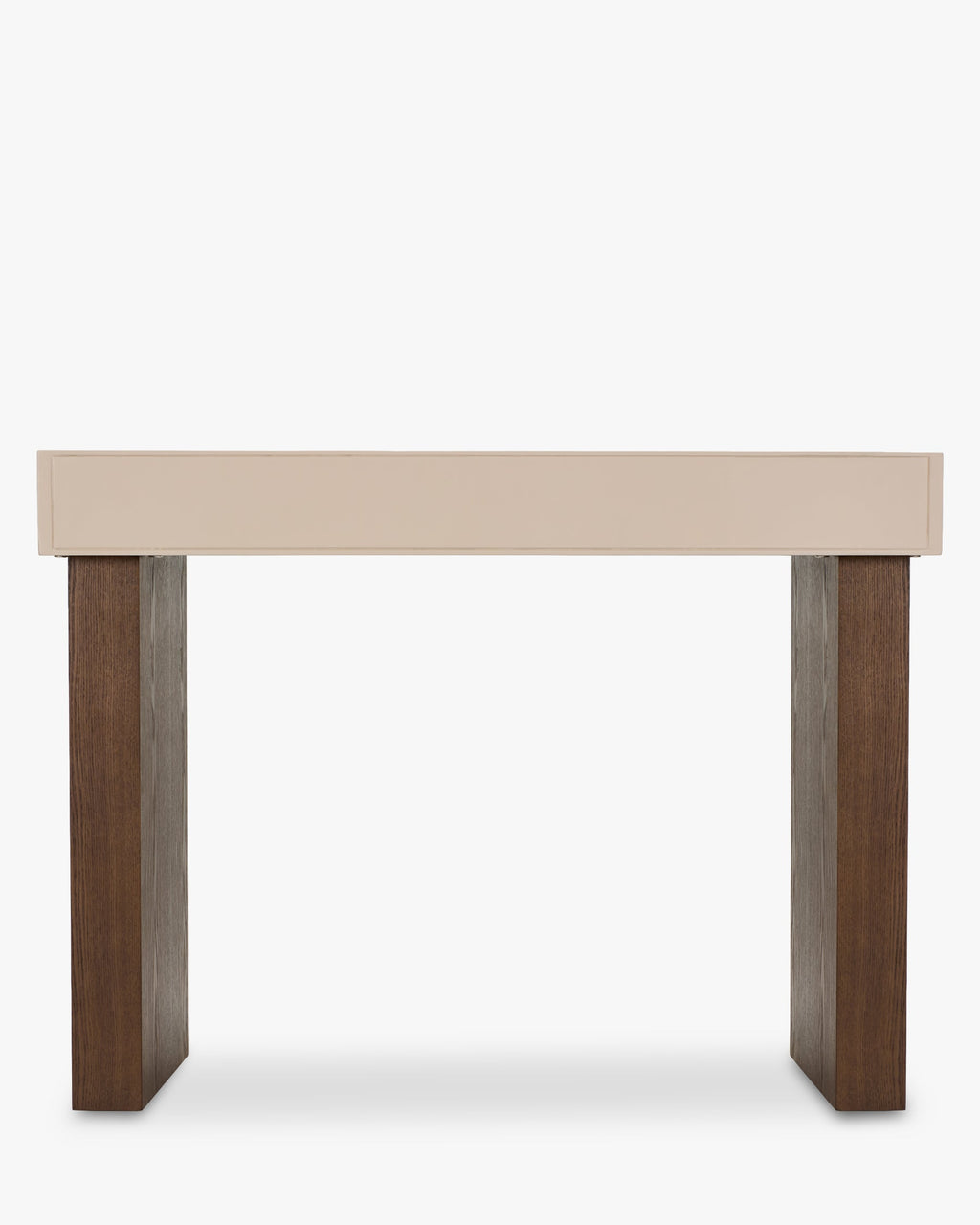 Console Graphic en frêne laqué et noyer avec demi-relief et contraste sable/blanc cassé pour salon et entrée