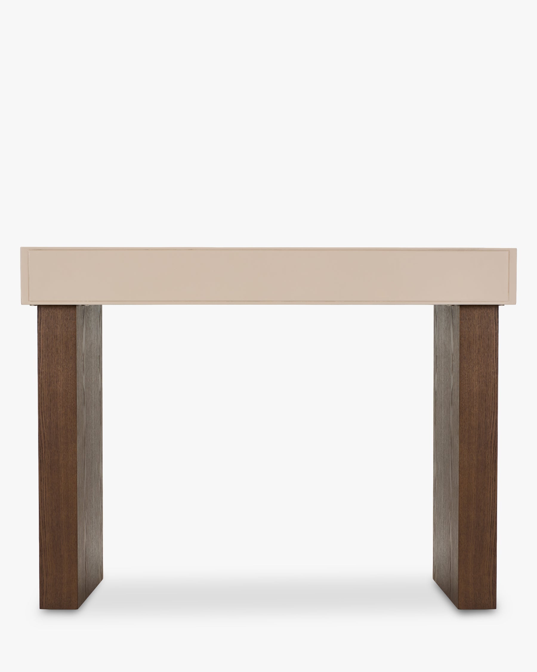 Console Graphic en frêne laqué et noyer avec demi-relief et contraste sable/blanc cassé pour salon et entrée