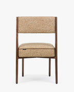 Chaise moderniste des années 70 en frêne massif et tissu avec ressorts ensachés et finition noyer pour salon et salle à manger