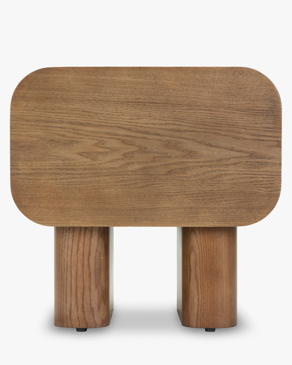 Table de chevet Artisan en frêne teinté noyer avec motifs sculptés ovales et tiroir profond pour chambre à coucher