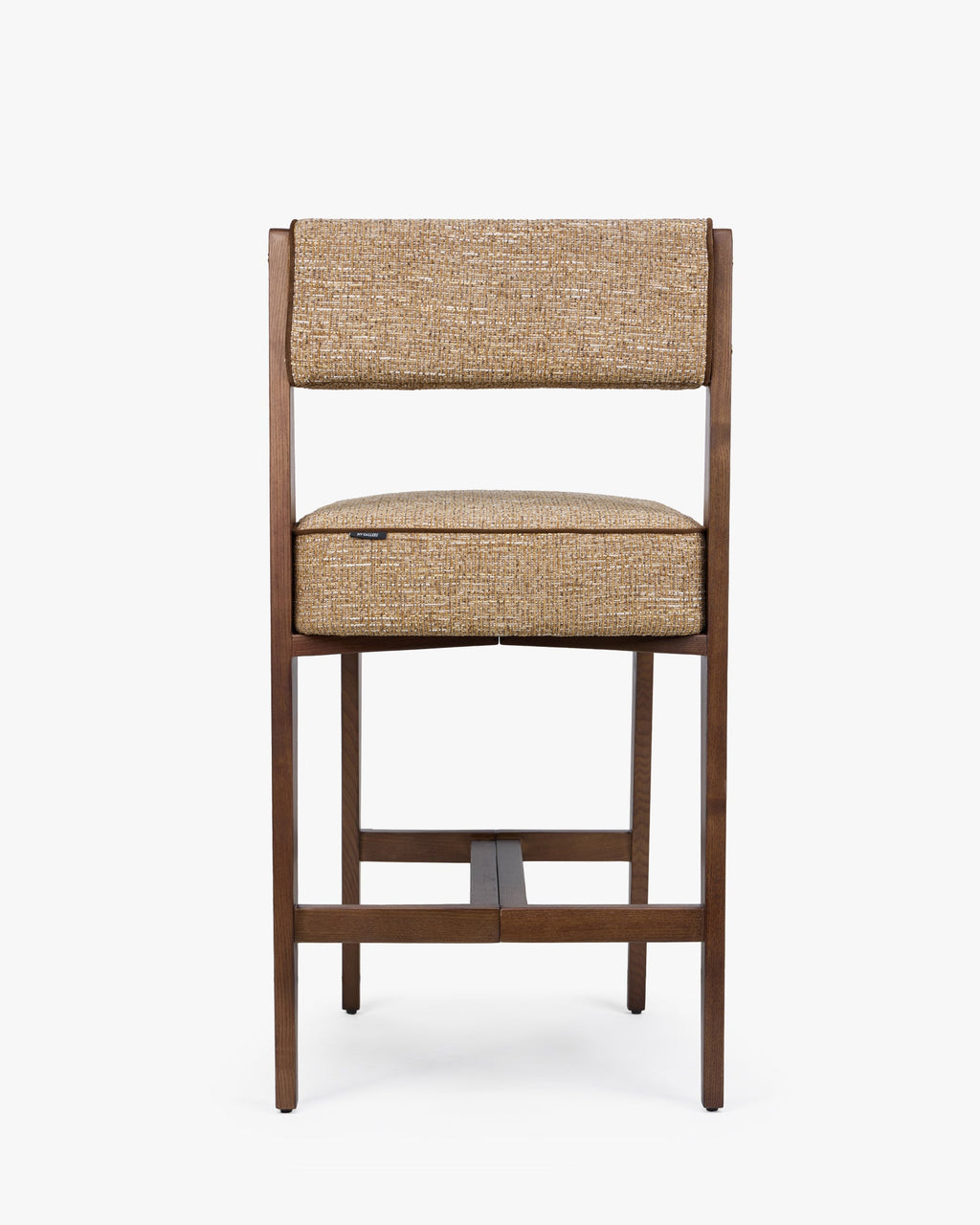 Tabouret de bar moderniste des années 70 en frêne massif avec ressorts ensachés et finition noyer pour bar et cuisine