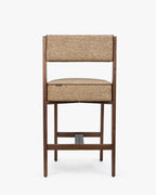 Tabouret de bar moderniste des années 70 en frêne massif avec ressorts ensachés et finition noyer pour bar et cuisine