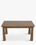 Table à manger extensible en frêne teinté noyer de fabrication artisanale avec pieds fuselés sculptés Salle à manger