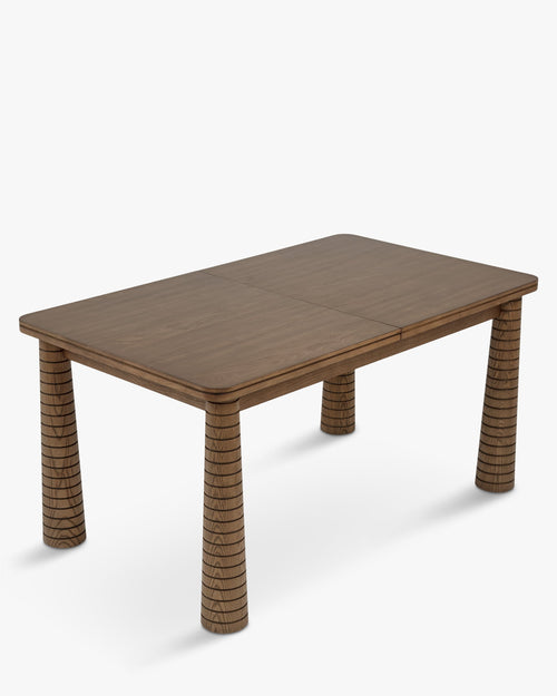 Table à manger extensible en frêne teinté noyer de fabrication artisanale avec pieds fuselés sculptés Salle à manger