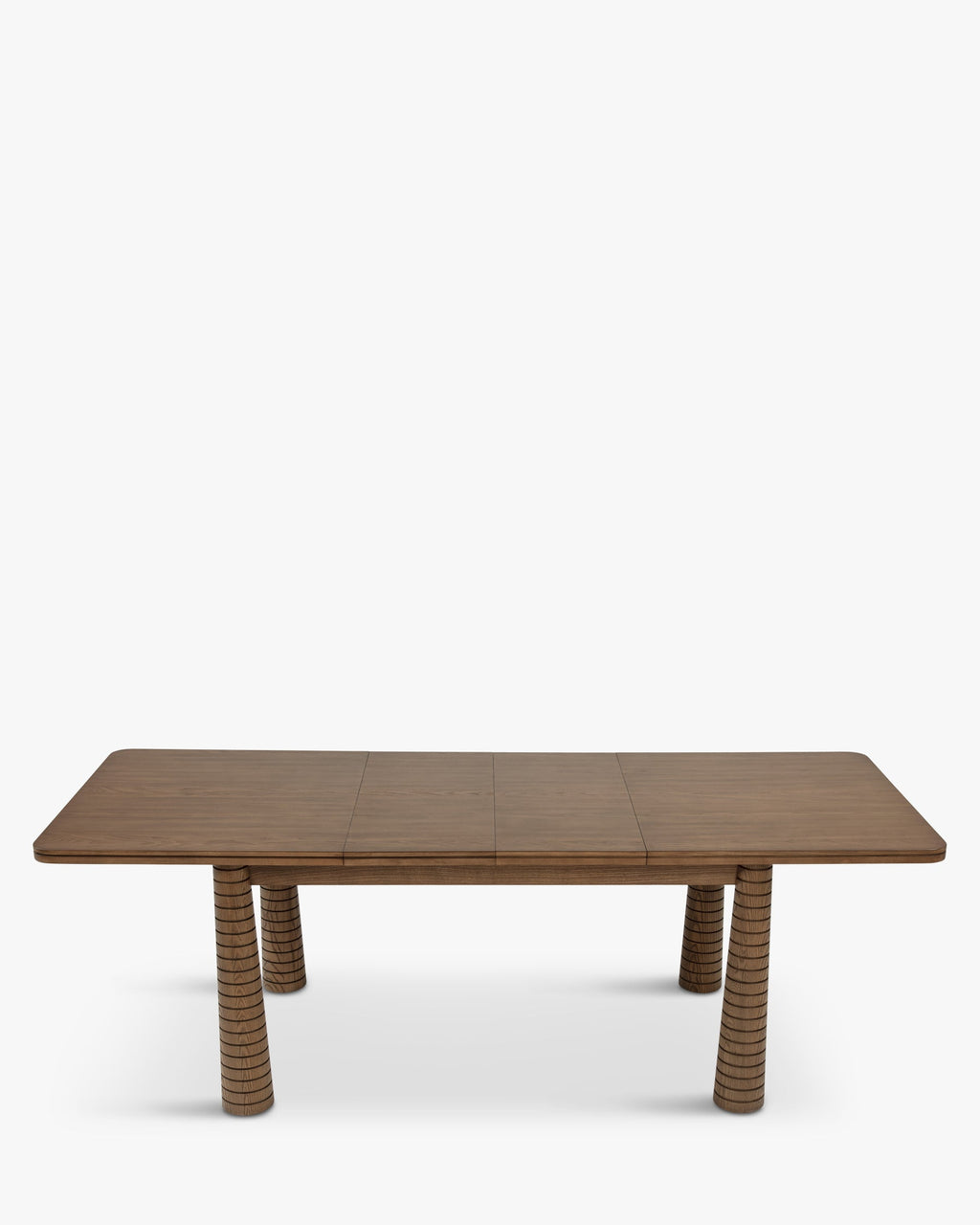 Table à manger extensible en frêne teinté noyer de fabrication artisanale avec pieds fuselés sculptés Salle à manger