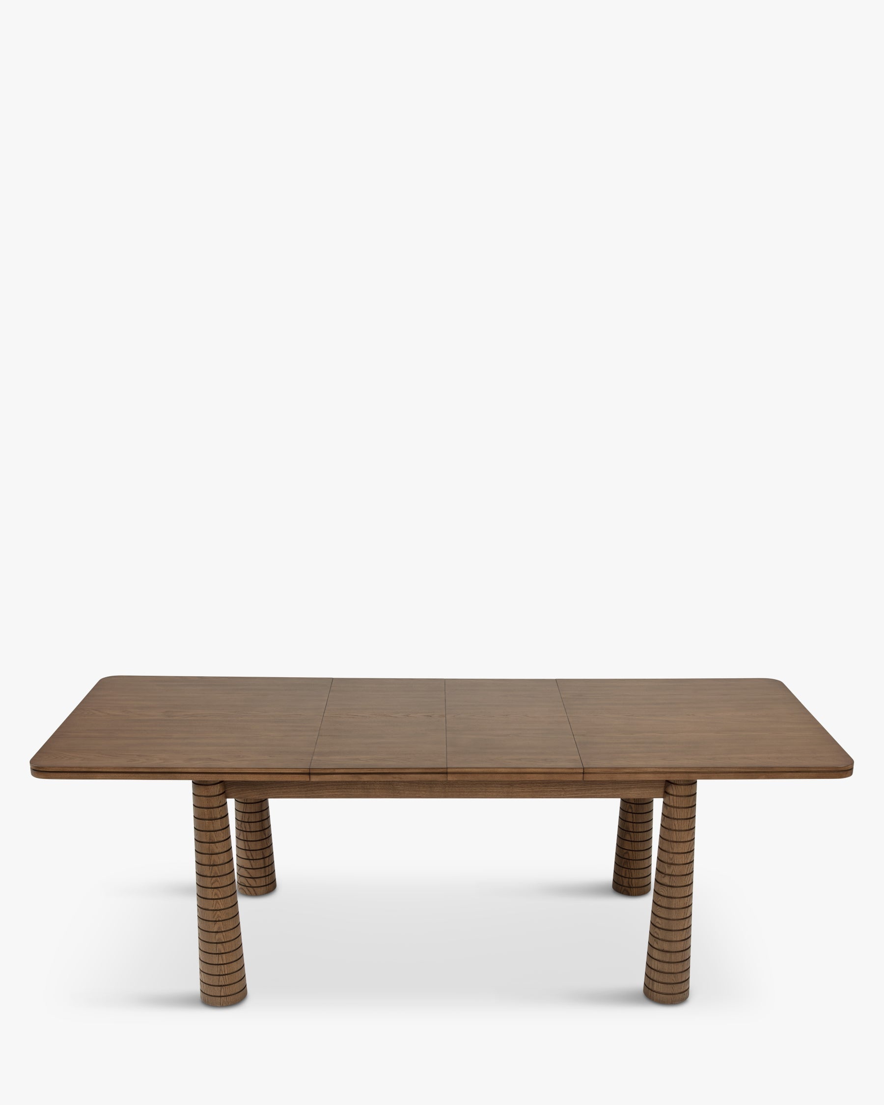 Table à manger extensible en frêne teinté noyer de fabrication artisanale avec pieds fuselés sculptés Salle à manger