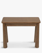 Console en frêne artisanal teinté noyer avec pieds fuselés sculptés et tiroir intégré Salon et Entrée