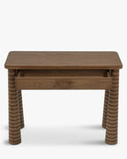 Console en frêne artisanal teinté noyer avec pieds fuselés sculptés et tiroir intégré Salon et Entrée
