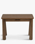 Console en frêne artisanal teinté noyer avec pieds fuselés sculptés et tiroir intégré Salon et Entrée