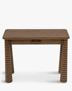 Console en frêne artisanal teinté noyer avec pieds fuselés sculptés et tiroir intégré Salon et Entrée