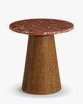Table d'appoint en chêne massif naturel et marbre/travertin avec sophistication discrète pour salon et chambre