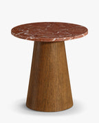 Table d'appoint en chêne massif naturel et marbre/travertin avec sophistication discrète pour salon et chambre