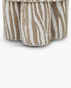 Tabouret zébré graphique en tissu, format compact, pour salon et entrée