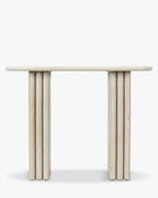 Table de salle à manger Majestic en métal d'inspiration colonne grecque et plateau minimaliste